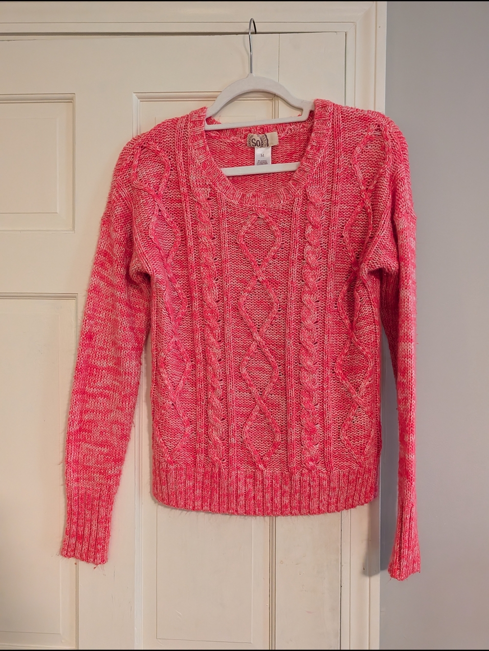 SO  Marled Cable-Knit Crewneck Sweater